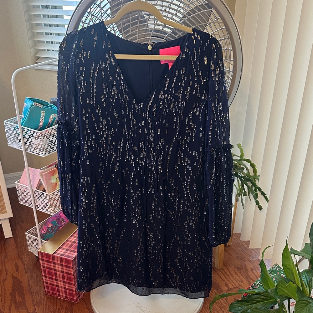 NWOT Lilly Pulitzer Midnight Blue Dress with Metallic Accents